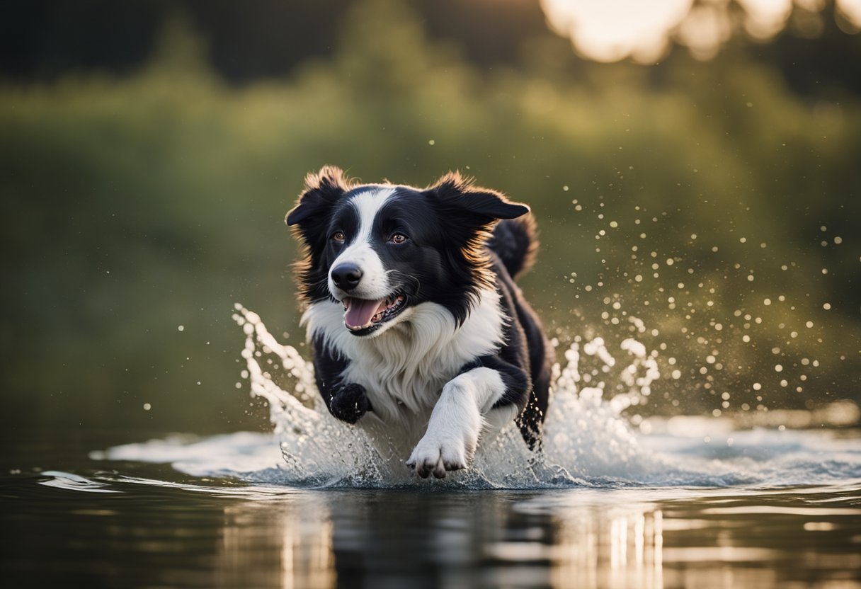 A los border collies les gusta el agua